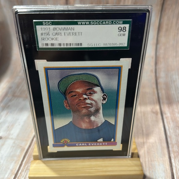 1991 Bowman #156 Carl Everett Rookie SGC Card 98 GEM Baseball Card Item #ME562 - Picture 2 of 3